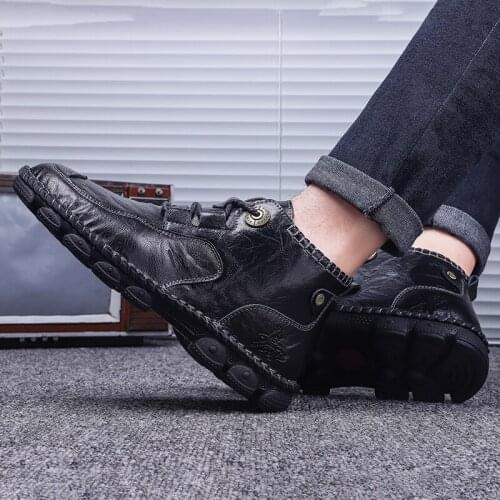 New for shoe flat outdoor loafers casuales breathable hot boots mens Casual zapatos sports Mens leisure sapatos man shoes black
