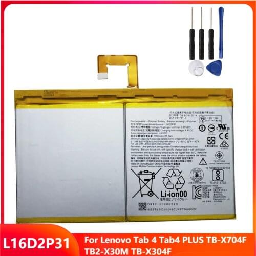 Original Replacement Tablet Battery L16D2P31 For Lenovo Tab 4 Tab4 PLUS TB-X704F TB2-X30M TB-X304F Rechargable Batteries 7000mAh