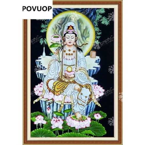 POVUOP Ribbon embroidery 60X90CM handicrafts 3d print cross stitch paintings three-dimensional embroidery