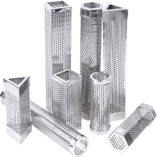 BBQ Stainless Steel Accessories Meshes Round Sqaure Perforated Mesh Smoker Tube Barbecue Grill Generator Smoker Filter Tool