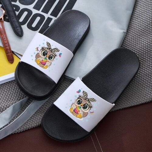 Cute Cartoon Summer Slippers Women Owl Graphic Printed Flip Flops Comfort Flip Flops Female Slipper Slide Sandals