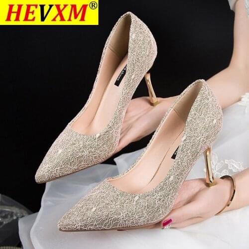 2021 Spring Fashion Women Glitter White Gold Blue High Heels Pumps Designer Bling Low Heels Party Wedding Shoes Size 34-40