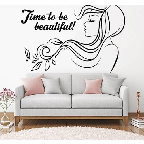 Inspirational Quote Vinyl Wall Decal Beauty Spa Hair Salon Woman Stickers Mural Home Decoration Girls Bedroom Decor Decals G180