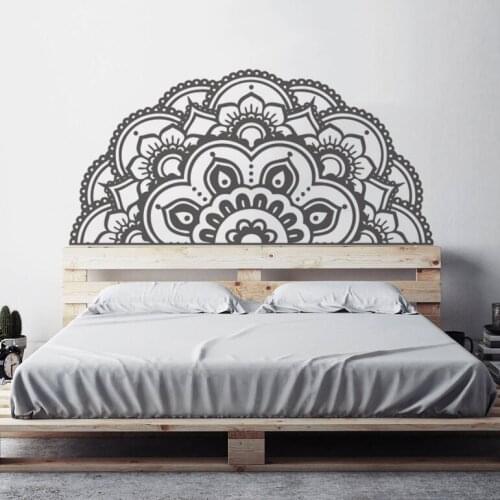Boho Style Half Mandala Vinyl Wall Decal Home Bedroom Car Window Decor Creative Mandala Flower Wall Sticker Wallpaper Gift AZ507