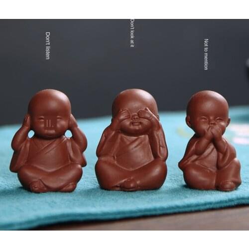 Yixing Handmade Clay Tea Ornaments Novices Little Monk Mini Cute Small Tea Ornaments Tea Set Tea Set Accessories Mini Tea Set