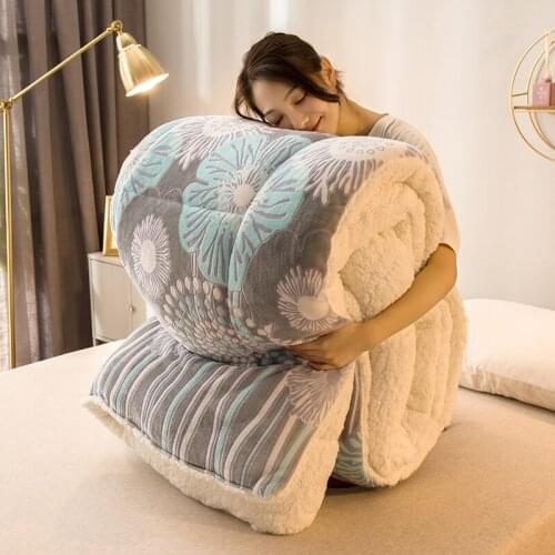 Winter quilts cashmere patchwork duvet thicken Warm comforter 2020 new 8kgs A side Carved velvet + B side cashmere comforter 1pc