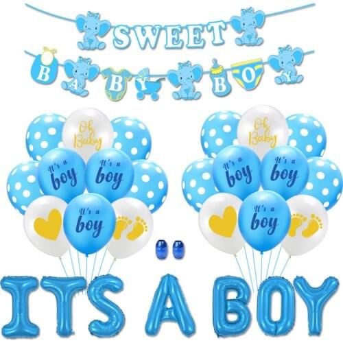 1Set Its a Boy Party Decoration Blue Theme Sweet Baby Boy Banner Balloons Gender Secret Celebration Shower Birthday Foil Ballon