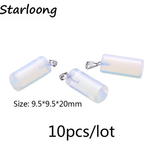 10pcs/lot 9.5*9.5*20mm new fashion column shape pendant white opal glass lampwork charm pendant for necklace DIY jewelry making