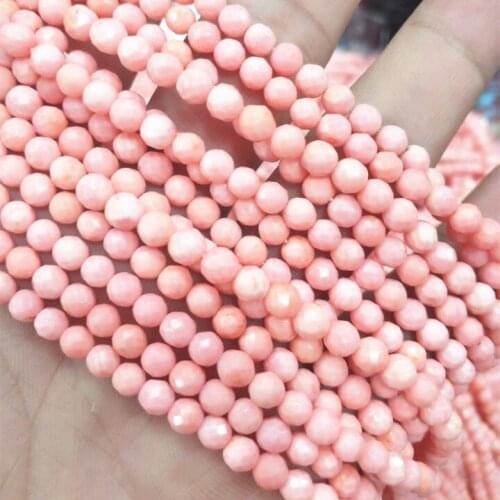 15.5 inches pink coral beads faceted ball for women bracelets making accessories 4mm 6mm wholesale price diy beads findings