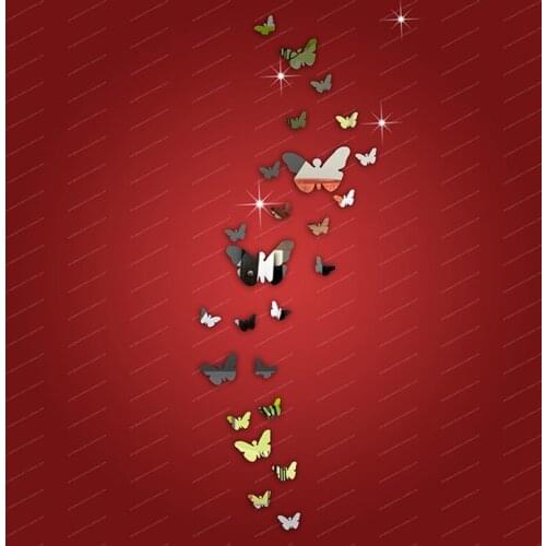 25Pcs/lot Butterfly Wall Art Decal DIY Fashion Acrylic Mirror Surface Decorative Wall Sticker For Kids Rooms Home Decoration