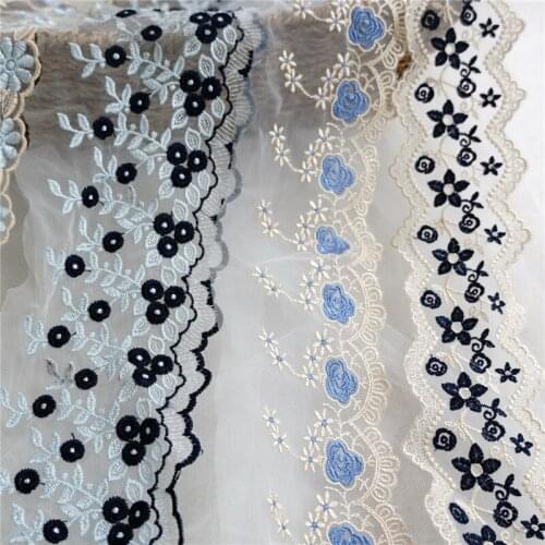 3 Yards Colorful Embroidery Floral Tulle Lace Trim for DIY Costume Design Wedding Veil Trim Garment Lace Trim Sewing Trim