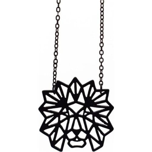 4 Colors Origami Lion Head Necklace Geometric Jewellery Lion Head King Pendant Necklace Women Lion Jewellery