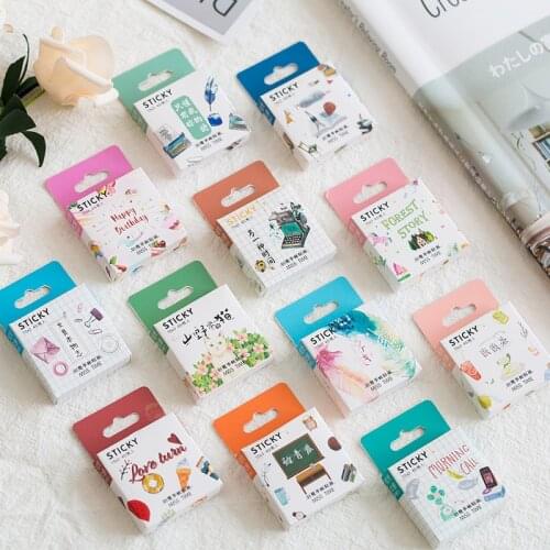 45pcs/box Stationery Stickers Plumage DIY Planet Sticky Paper Kawaii Moon Plants Stickers for Decoration Diary Scrapbooking