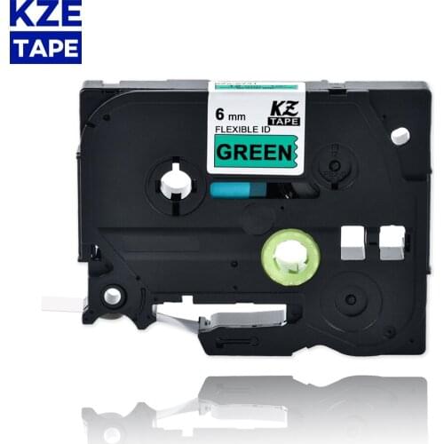 6mm Tze-FX711 Flexible label Black on Green Laminated Label Tape Flexible Cable Label Tapes TzeFX711 Tze FX711 for P-touch PT