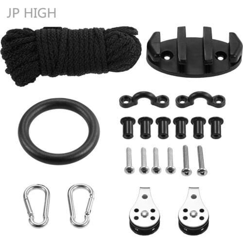 Kayak Accessories 21PCS Water Sports Kayak Canoe Anchor Trolley Kit Zig Zag Cleat Rigging Ring Pulleys Pad Eyes Well Nuts Screws