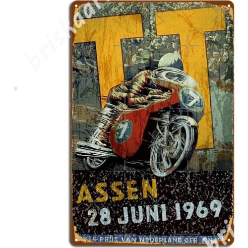 Assen Motorcycles Races 1969 Metal Signs Cinema Garage Classic Plaques Garage Club Tin sign Posters