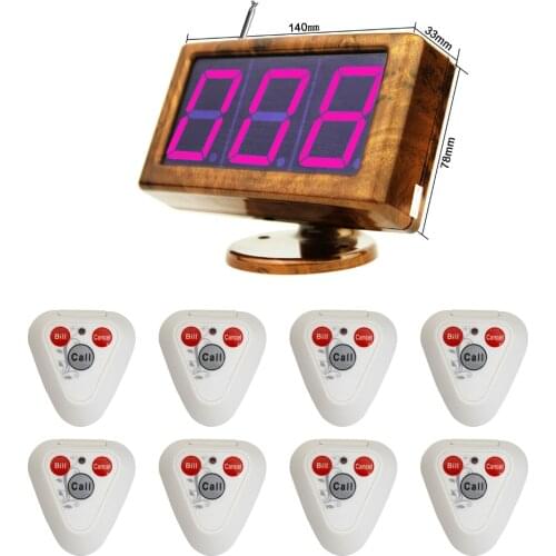 JINGLE BELLS wireless calling system 8 calling buttons and 1 display receiver restaurant paging system calling pagers with sound