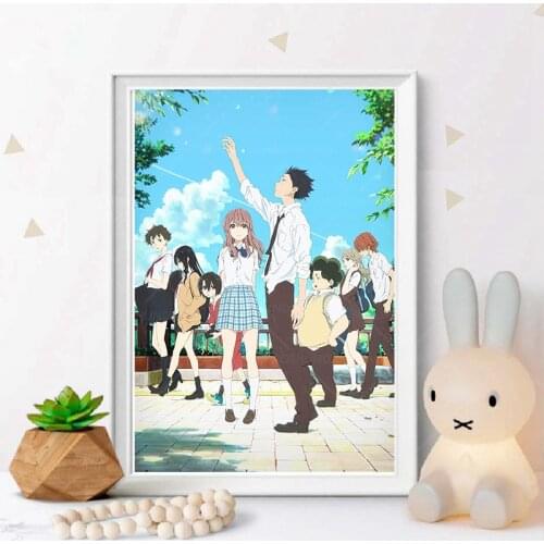 A Silent Voice Textless Movie Anime Poster and Prints framed Wall Art Gifts for living room home Decor frame