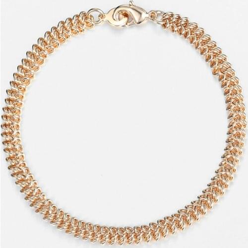 Womens Bracelets 5.5mm 585 Rose Gold Swirl Rope Link Chain Bracelet for Women Girls Party Wedding Wholesale LCB46A