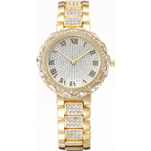 Reloj Mujer Fashion Luxury Crystal Ladies Watch Roman Numerals Stainless Steel Gold Women Watches Relogio Feminino Female Clock
