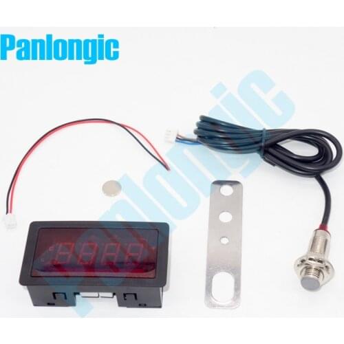 4 Digital Red LED Tachometer RPM Speed Meter + Hall Proximity Switch Sensor + Strong Magnetic