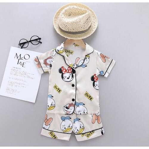 Children Summer Boys Girls Kids Clothing Sets Cartoon Suit Sleepwear Short Sleeve Disney Mickey Donald Duck Kid Pajamas