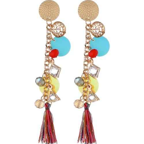 CRLEY Irregular Tassel Long Wedding Earring Brides Boho Retro Gold Color Geometric Drop Earrings Woman Jewelry Brincos Gifts