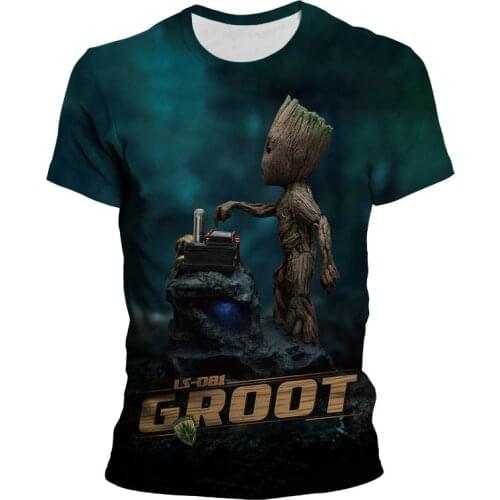 New Marvel Baby Groot movie Guardians of the Galaxy T-shirt summer new mens 3D printing men and women, childrens casual T-s