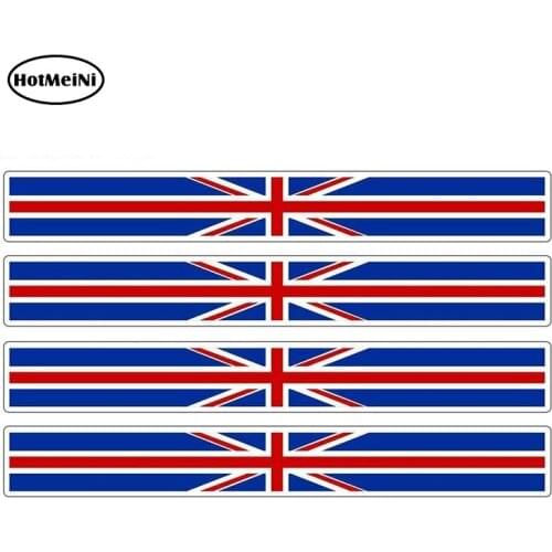 HotMeiNi 13cm x 1.7cm 4pcs Car Stripe England Flag Sticker Vinyl Decal Bike Moto British United Kingdom UK Car Stickers