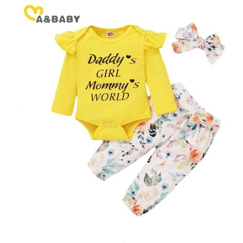 Ma&Baby 3-18M Autumn Newborn Infant Baby Girls Clothes Set Letter Romper Bow Flower Pants Headband Outfits Cute Baby Costumes