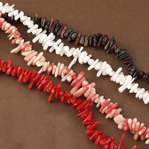 Red Coral Freeform Stick Beads For Jewelry Making 15" Strand White Blue Pink Coral Accessorries Beads For DIY Earring Bracelet