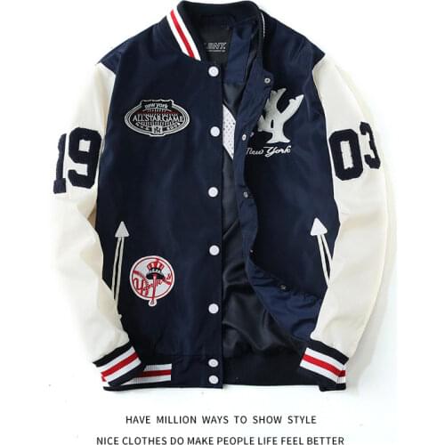 MLBNY Embroidery Thin Light Unisex Couple Baseball Jacket Womens Coat Mens Pilot Uniform Spring&Autumn Boyfriend Style Street