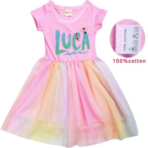 Summer Luca Baby Girl Clothes Kids Dresses for Girl Christmas Clothing Top T-shirt + Skirt Princess Set Party Children Costume