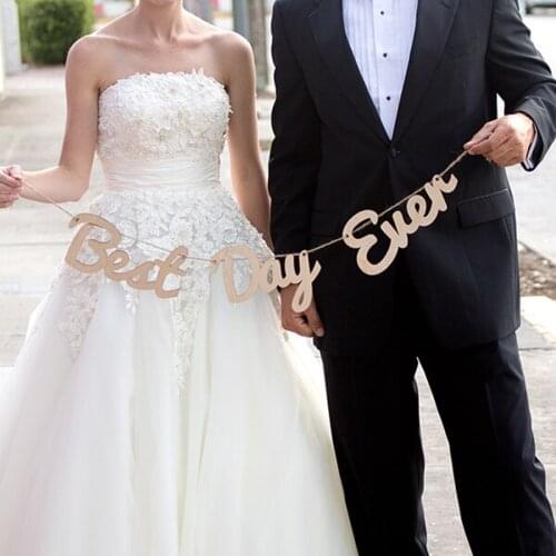 Best Day Ever Wooden Wedding Sign Just Married Wedding Bunting Banner Western Decoration Garland Photo Booth Prop Photobooth