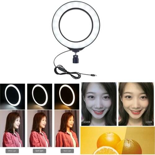 Mini LED Ring Selfie Fill Light Lamp Tripod Stand for Live Stream Camera