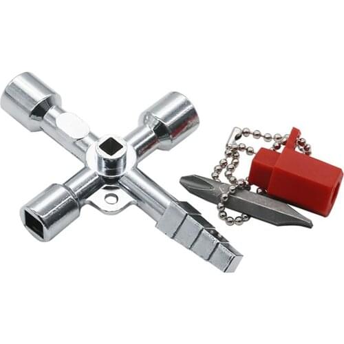 Multi-function 4 In 1 Universal Cross Key Triangle Key for Train Electrical Elevator Cabinet Valve Alloy Triangle Square Tool