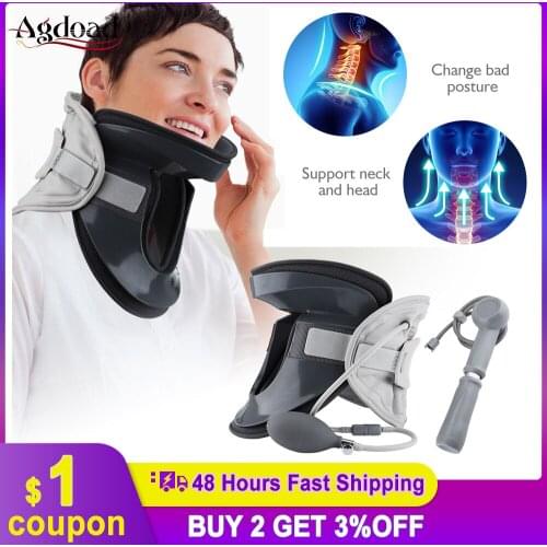 Inflatable Neck Traction Device Neck Correction Repair Cervical Posture Stretching Air Pump Neck Retractor Neck Support