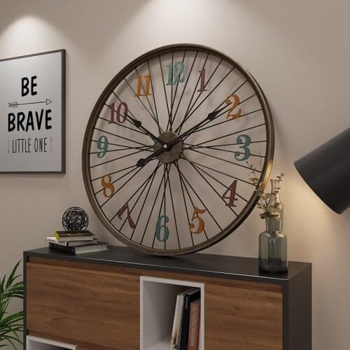 Home decoration wall clock coffee shop bar personality metal antique wall clock living room creative silent clock wholesale