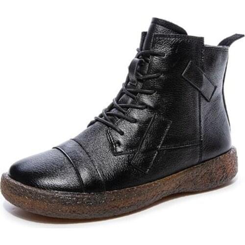 2021 New Cross Strap Top Cowhide Autumn Women Boots Casual Sneaker Soft Comfort Warm Winter Boots Leather Shoes Flat Boots
