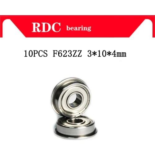 High quality 10pcs ABEC-5 F623ZZ F623 ZZ F623Z 3*10*4 3x10x4 mm Metal Double Shielded flanged Bearing Ball Bearings with flange