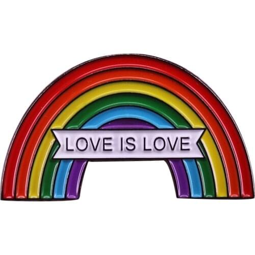 Rainbow Love Is Love Brooch LGBT Pride Enamel Pin positive & supportive badge with an inclusive message