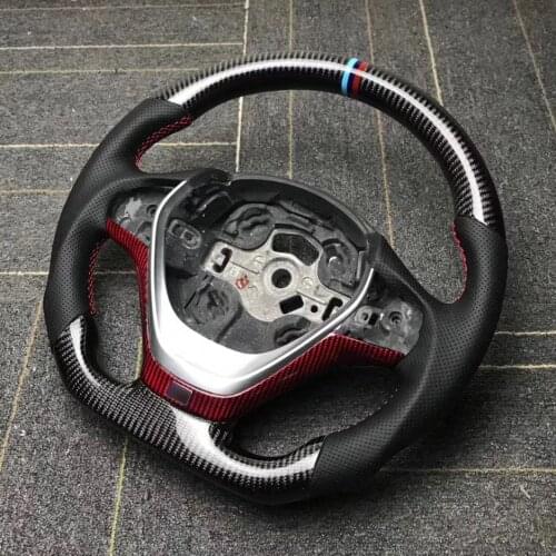 For Bmw F20 F30 F50 1 2 3 4 Series Carbon Fiber Steering Wheel With Perforated Leather Whitout Paddles Hole