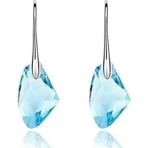 Retail Nice Colorful Austria Crystal Stone 925 Sterling Silver Jewelry Hook Earrings Fashion 6Colors To Choose