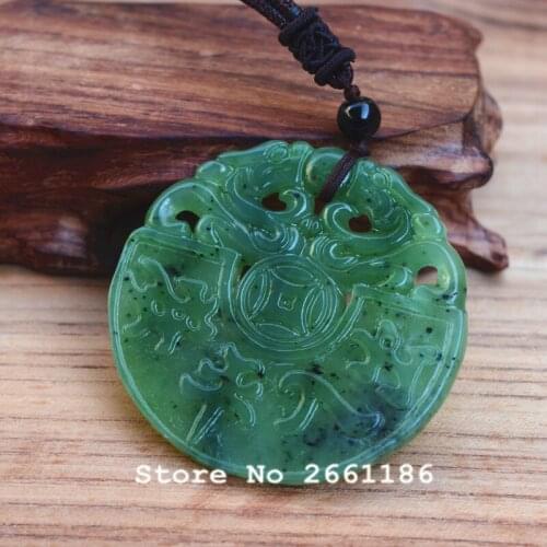 Certificate) Natural Green HETIAN Jades Pendant 3D Carved Pendant Necklace Gift For charms Mens choker Jewelry