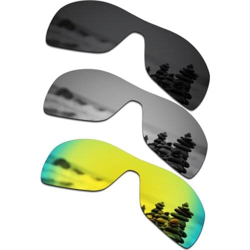 SmartVLT 3 Pieces Polarized Sunglasses Replacement Lenses for Oakley Antix Stealth Black and Silver Titanium and 24K Gold