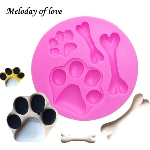 Dog bones foot print chocolate Party cake decorating tools DIY baking fondant silicone mold dessert decorators moulds T0199