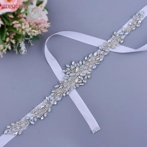 TOPQUEEN S11A Bridal Belts Diamond Belt with Stones Opal Womens Evening Dress Belts Bride Accessories Jewelery Bridesmaid Sash