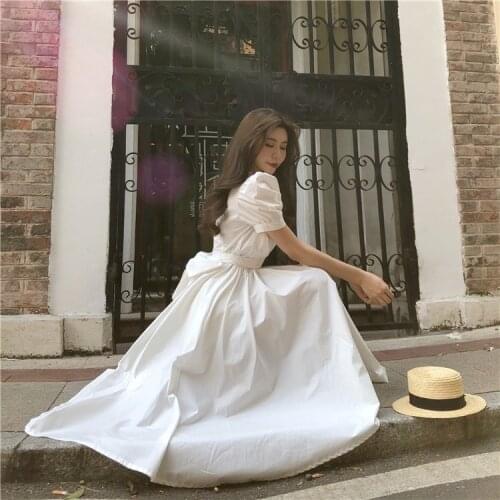 New 4 Colors Vintage Sweet bow Dress Court Princess Dress Long Dress French romantic girl Renaissance puff sleeves zipper Dress