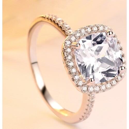 Luxury 100% 925 Sterling Silver Wedding Rings For Women High Carbon Diamond Elegant Party Fine Jewelry Wholesale Gift