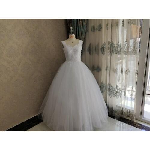 ZJ9213 2020 2021 White Ivory Lace Tulle Spaghetti Straps Wedding Dresses bride dress plus size maxi formal size 2-26W